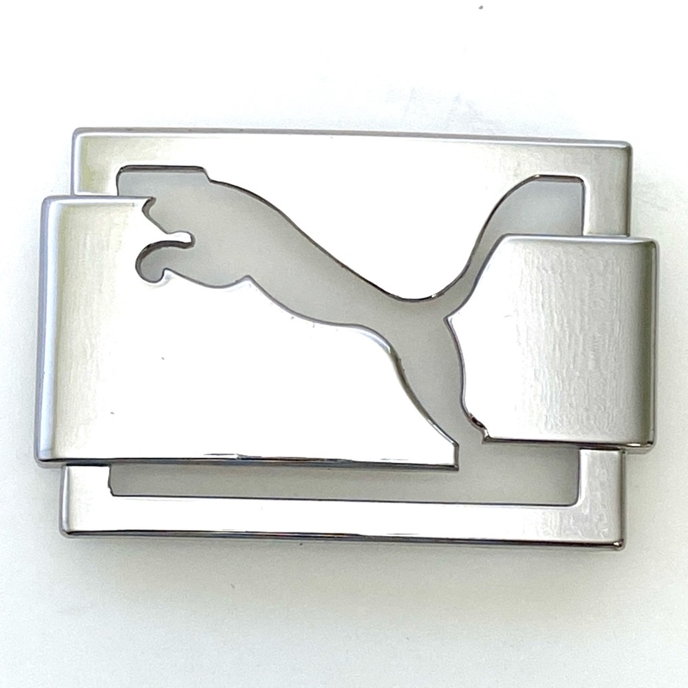 PUMA Men's Polished Silver Cut-Out Tour Belt Buckle